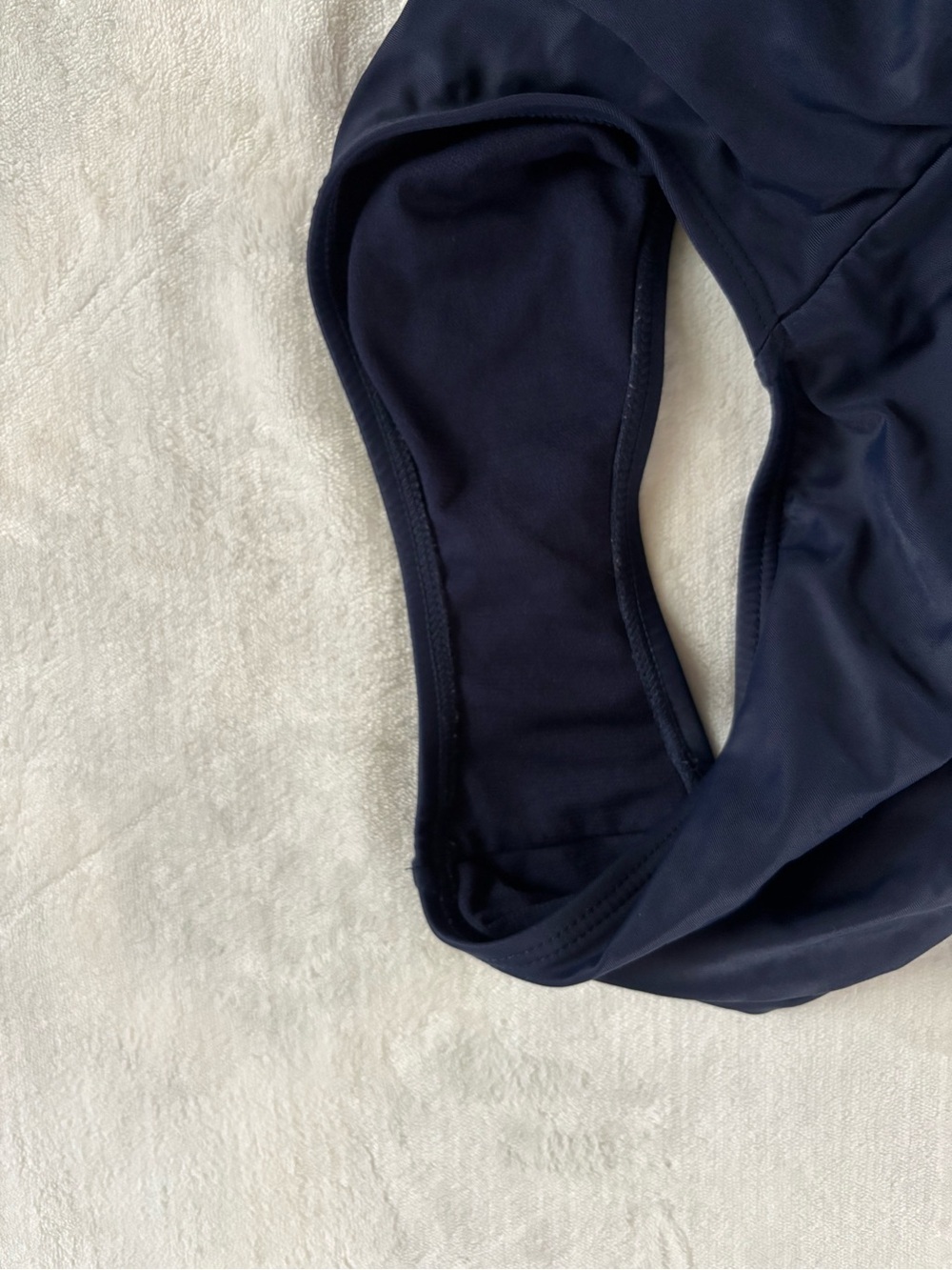 Calvin Klein Ruched One Piece Swimsuit Navy Blue Gold Bar Tummy Control Sz 6 - Picture 6 of 9